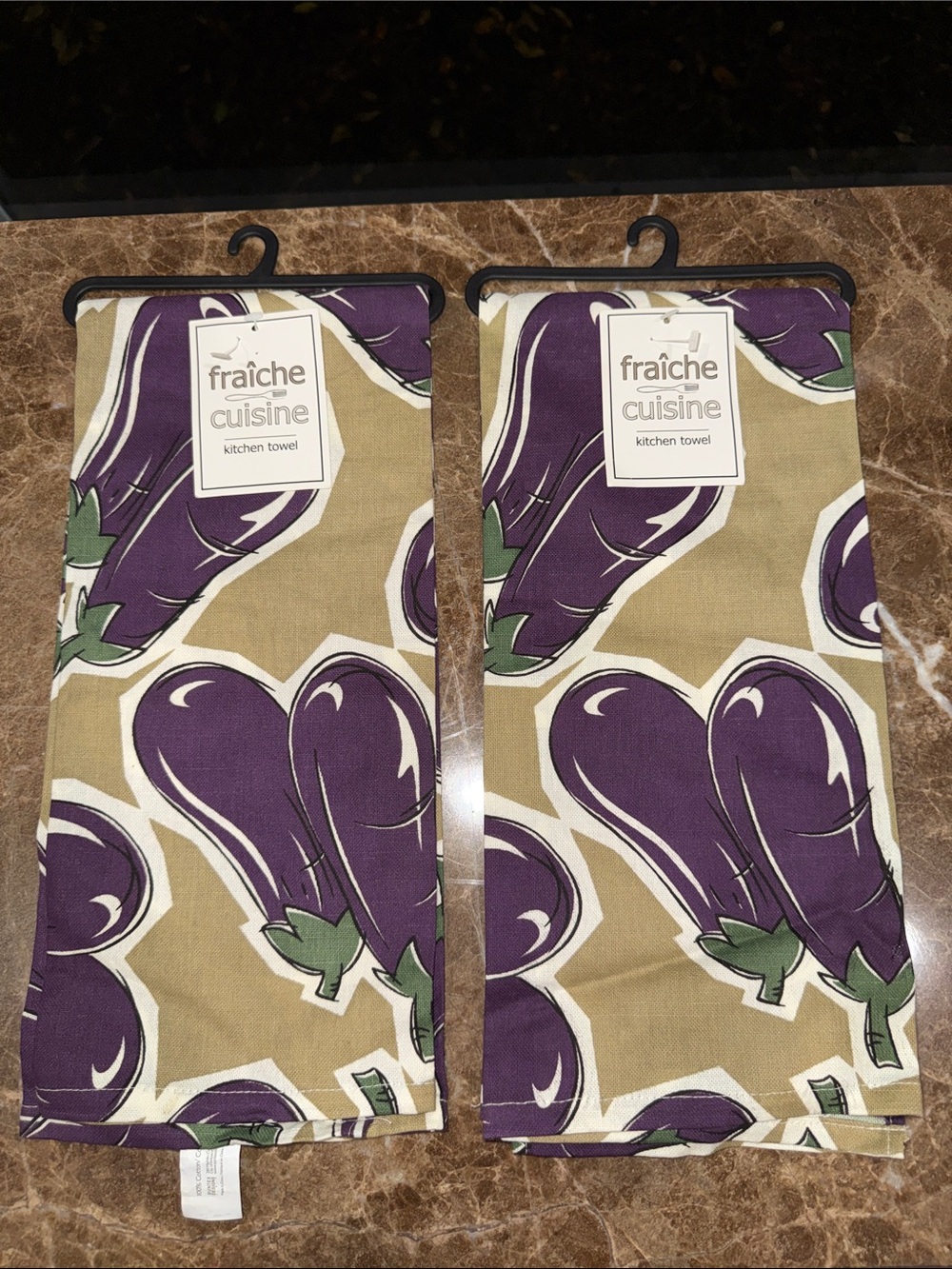 fraîche cuisine Purple Eggplant Kitchen Towels - Set of 2